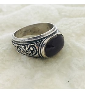 Kehribar Taşlı 925 Ayar Gümüş Erkek Yüzük