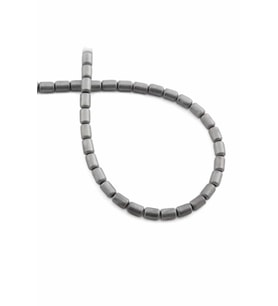 Hematit Doğal Taş Mat Açık Gri Silindir Kesim 4x6mm Dizi [AA]