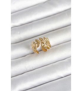 316L Çelik Gold Renk Başak Form Kadın Yüzük