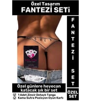 Özel Model Erotik Görselli Pozisyon Oyun Kartı   SUTRA ZİNCİR DETAYLI TANGA FANTEZİ SETİ