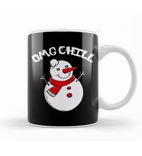 OMG Chill Awesome Christmas Snowman Funny Pun Kupa Bardak Porselen