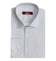 Kaz Ayağı Desenli Slim Fit Ekru Erkek Gömlek - Wessi (Beyaz)