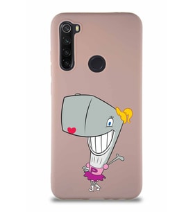 Xiaomi Redmi Note 8 Soft Premier Kapak Pearl Yengeç Tasarımlı Silikon Kılıf - Pudra (Şeffaf)