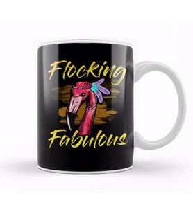 Cute & Funny Flocking Fabulous Flamingo Pun Kupa Bardak Porselen