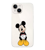 Apple iPhone 14 Uyumlu Kamera Korumalı Tıpalı Kapak Mickey Mouse Tasarımlı ŞeffafKılıf
