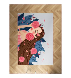 MEKTA HOME BEBEK VE ÇOCUK ODASI Çiçekli Prenses Kız Desenli Halı