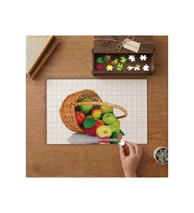 Sepetten Dökülen Elmalar Tasarımı 240 parça Ahşap Puzzle Ahşap Kutuda MP06381