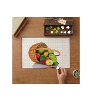 Sepetten Dökülen Elmalar Tasarımı 240 parça Ahşap Puzzle Ahşap Kutuda MP06381
