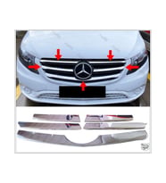 Mercedes Vito W447 Krom Ön Panjur 5 prç 2020-2023 GENİŞ MODEL Paslanmaz Çelik