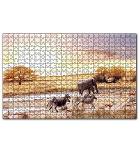 Cakapuzzle Savanada Su Kenarındaki Hayvanlar Puzzle Yapboz MDF (Ahşap) (120 Parça)