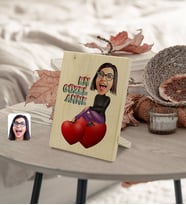 BK Gift Kişiye Özel En Güzel Anne Karikatürlü Dekoratif Ahşap Çerçeve Model 1