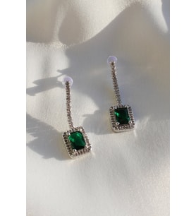 Diamond Model Yeşil Taşlı Küpe