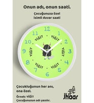 İsme Özel Sevimli Canavar Çocuk Odası Duvar Saati Orta Boy 30 cm Beyaz Camlı Sessiz
