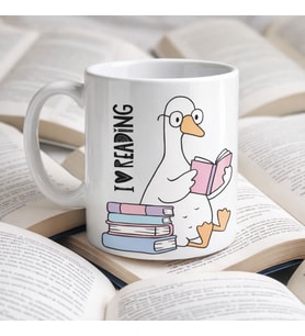 I Love Reading Yazılı Kupa Model 210 Kitap Temalı Tasarım Seramik Kahve Kupası Kitap Severlere Hediye
