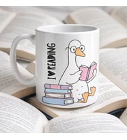 I Love Reading Yazılı Kupa Model 210 Kitap Temalı Tasarım Seramik Kahve Kupası Kitap Severlere Hediye