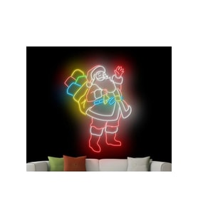 Noel Baba Figürlü Neon Tabela