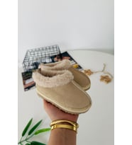 İçi Kürklü Süet Unisex Çocuk Botu - Krem