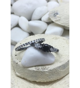 DARK  BALCK OBSIDIAN EVLİLİK TEKLİFİ YÜZÜĞÜ AK-1008