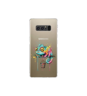 Samsung Galaxy Note 8 ile Uyumlu Splash Bukalemun Tasarımlı Şeffaf Silikon Kılıf