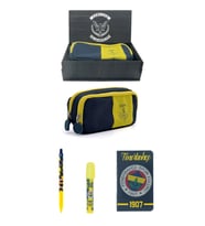 Fenerbahçe Orijinal Kalemlik Set 4lü Kırtasiye Hediye Seti Ahşap Kutulu (Sarı-Lacivert)