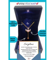 14 Şubat Sevgililer Günü Hediyesi "Sevgiliye" Anlamlı Not Işıklı Premium Kutuda  Melek Gold Kolye