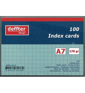 DEFFTER INDEX KARTI A7 MAVİ KARELİ