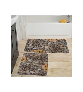 Rovigo Home Dijital Baskılı 2'li Banyo paspas Takımı RVG5010 (Kahverengi)