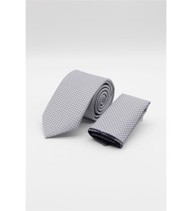 Gri-Lacivert Desenli 7 Cm Kravat 1090260115