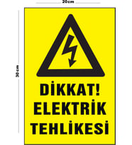Metal Dikkat Elektrik Tehlikesi 20cm x 30cm A4 Büyüklüğünde Uyarı Levhası Yönlendirme Tabelası