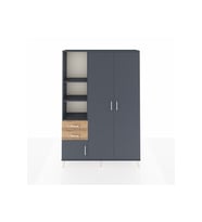 Arges Dolap 5 Raflı 2 Çekmeceli Tek Askılı 132x30x195 Antrasit-Antrasit/Çam