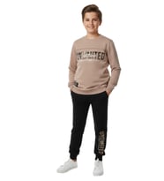 Erkek Çocuk Önü Baskılı Sweatshirt Ve Eşofman Alt Takım BGL-ST05247 (Bej)