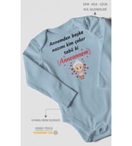 Annemden Başka Nazımı Kim Çeker ? Tabiki Annanem v2 Baskılı Bebek Zıbını – Çıtçıtlı Body  Uzun Kol (Bebek Mavisi)