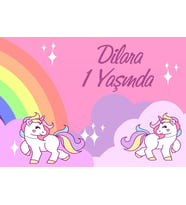 Unicorn Temalı Doğum Günü Afişi 35X50 cm