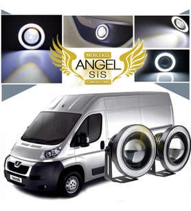 Peugeot Boxer Uyumlu, Universal Mercekli Led Angel Sis Farı, 76mm Beyaz Renk