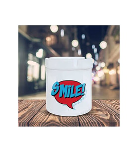 Smile Yazılı Küllük Pop Art Baskılı Kül Tablası