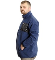 Mode XL Büyük Beden Erkek Sweat Yarım Fermuarlı Garnili Polar 23552 İndigo