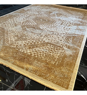 Elexus Halı Diamond 3846 Gri Gold Modern Salon Halısı