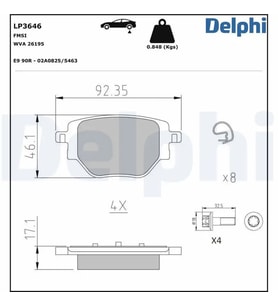 DELPHI LP3646 Arka Fren Balatasi 1664737180 1681449980