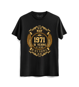 Vintage Gold Awesome Series May 1971 Siyah Tshirt