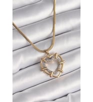 316L Çelik Gold Renk İtalyan Zincir Mix Renk Zirkon Taşlı Kalp Model Kadın Koly - EEEEEE4089-4