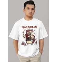 Tasarım Iron Maiden Rock Metal Müzik Grubu Baskılı Unisex Oversize Tişört