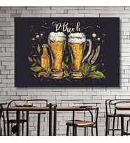 Tekli Yatay Kanvas Cafe Bar Duvar Tablosu Soyut Biralar