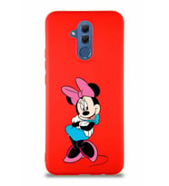 Huawei Mate 20 Lite Soft Premier Kapak Minnie Mouse-D Tasarımlı Silikon Kılıf - Kırmızı (Şeffaf)