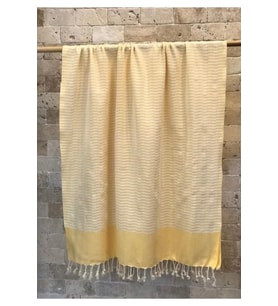 Pamuklu 90x190 Sarı Organik Peştemal Plaj Hamam