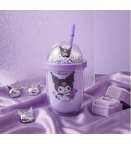 Kuromi & Friends 3D Figürlü Simli Pipetli Bardak (Y. Mor)