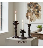 3'lü Şamdan Mumluk Fransız Romantik Antik El Sanatı Siyah Gold Dekorasyon Retro Şamdanlık (ÜÇLÜ) PamirCandles