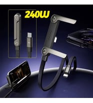 240W Ultra Hızlı Şarj USB-C Kablo Type-C Kablo – Katlanabilir Telefon Standlı Dayanıklı Şarj Kablosu