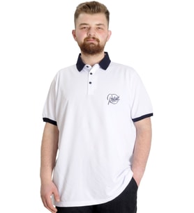 Mode XL Büyük Beden Erkek Polo T-shirt POTENT 23348 Beyaz