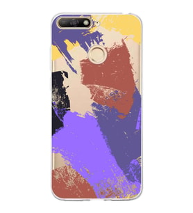 Huawei Y6 2018 Uyumlu Kapak Brush Stroke Tasarımlı Şeffaf Silikon Kılıf