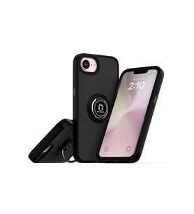 Newface Apple iPhone 16E Kılıf Montreal Yüzüklü Silikon Kapak - Siyah